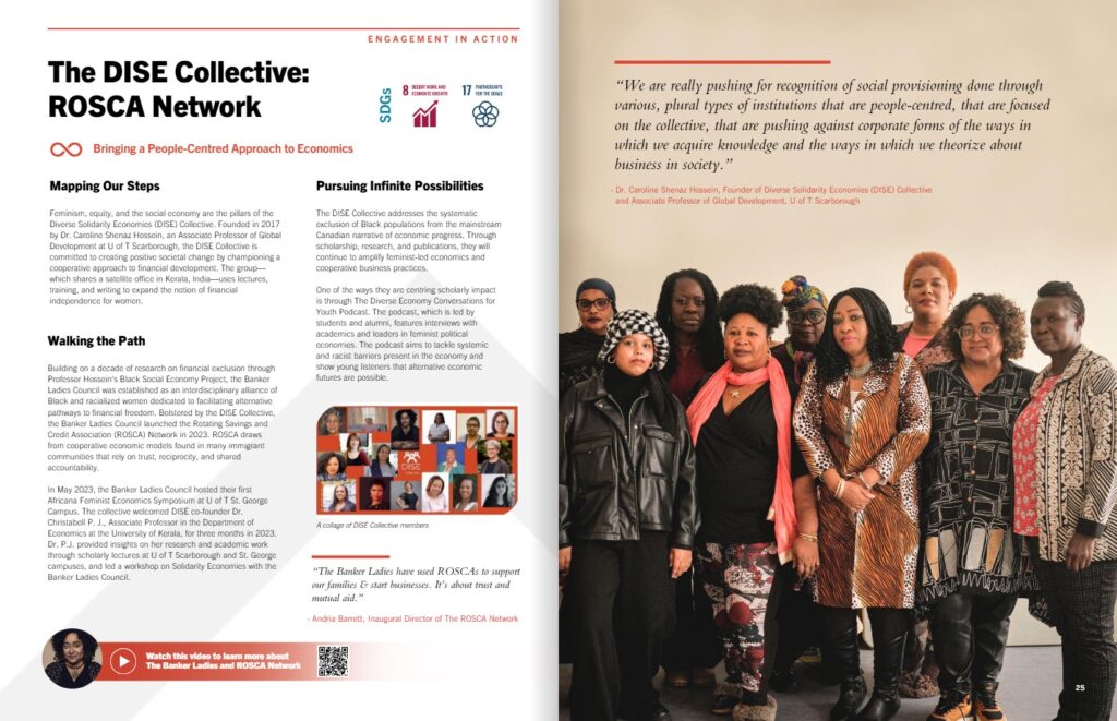 A two-page spread of the University of Toronto Scarborough 2024 Annual Report: Infinite Possibilities